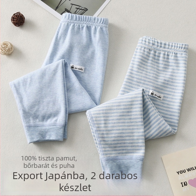 Japán stílusú gyerekeknek pamut meleg hosszúnadrág, uniszex, középmagas derekú, 3–8 éveseknek