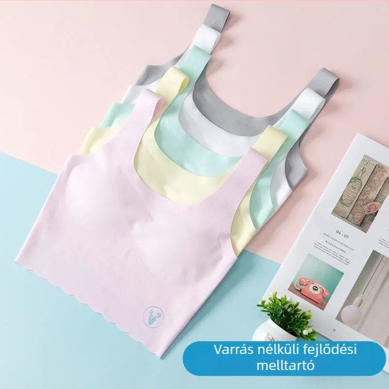 Középmagas hosszúságú varrat nélküli fejlesztő melltartó lányoknak, mellény-stílusú edzőalsó 12–15 éveseknek