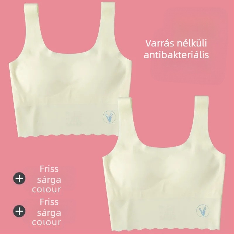 Középmagas hosszúságú varrat nélküli fejlesztő melltartó lányoknak, mellény-stílusú edzőalsó 12–15 éveseknek