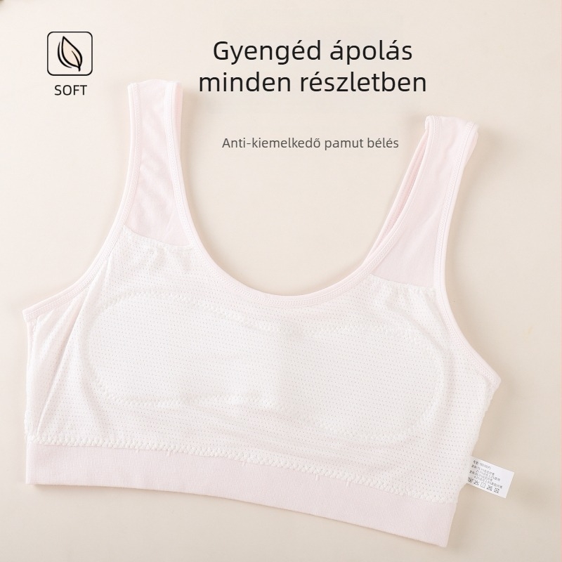 Félvarrás nélküli, magas rugalmasságú lányoknak szánt felső, kényelmes és lélegző, 9–12 éveseknek, acélgyűrű nélkül