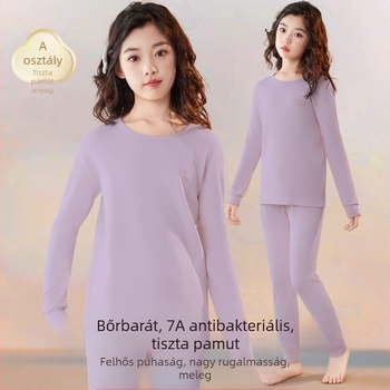 Új modell lányoknak: 100% pamutból készült őszi–téli termikus készlet, felső és nadrág gyerekeknek