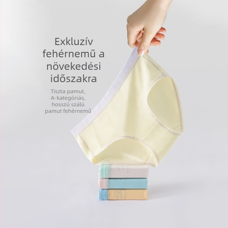Lányoknak készült 100% pamut alsónemű, Típus A, nyomásmentes, kényelmes és könnyű, 3–8 éves gyerekeknek (100–140 cm)