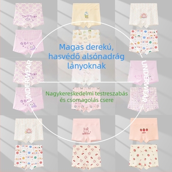 Lányoknak készült magas derekú pamut alsónemű, A kategóriás pamut, boxer briefs, 3–8 éves (100–140 cm)
