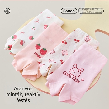 Lányoknak készült magas derekú pamut alsónemű, A kategóriás pamut, boxer briefs, 3–8 éves (100–140 cm)