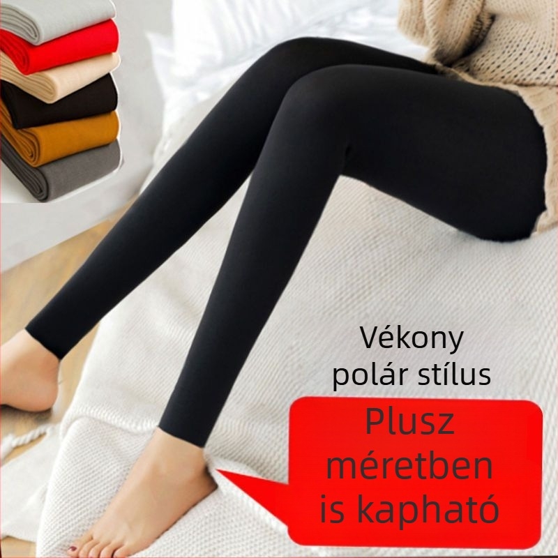 Női fleece-béléses leggings, magas derekú, 9/10 hosszú, tavaszra és őszre, egyaránt viselhető belső és külső öltözködéshez.