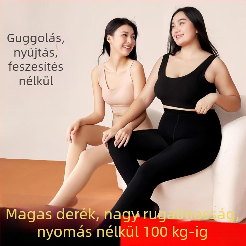 Pluszméretű nude színű béléses harisnyanadrág tavasztól télig
