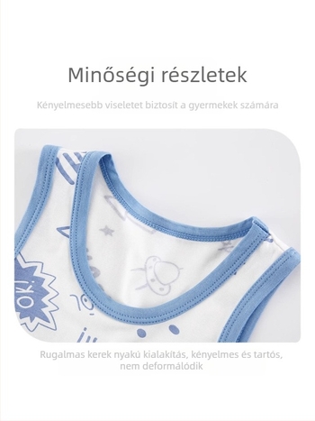 Gyerekeknek nyári Modal anyagú koreai stílusú ujjatlan mellény és póló készlet – könnyű és lélegző