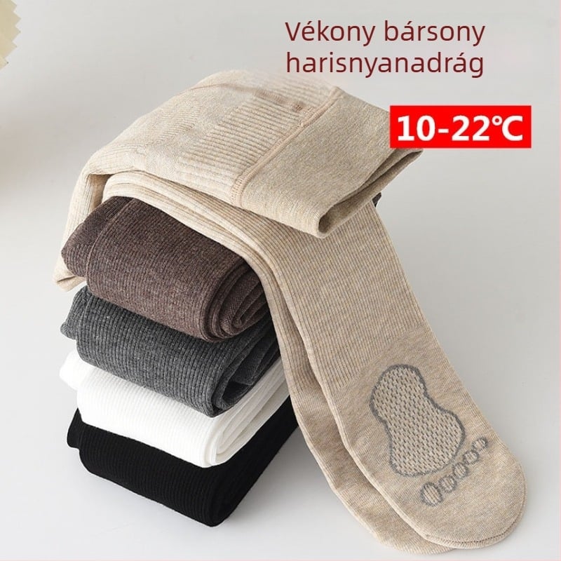 Gyerekeknek készült őszi-téli fin vertical csíkos harisnya belső bolyhos, extra meleg, grafén a talpán, lányoknak