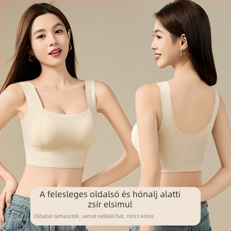 Sima hátat formázó varrás nélküli melltartó, fix kosárkésekkel, pántok nélkül, anti-átlátszóságot védelem, push-up hatás, nyári ice silk alsónemű nőknek