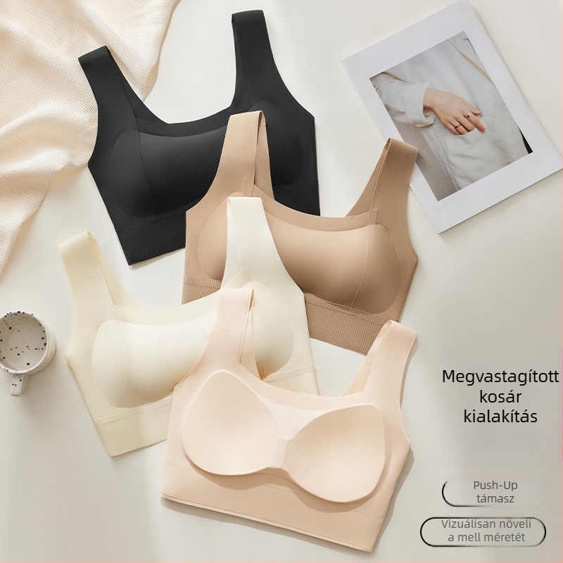 Sima hátat formázó varrás nélküli melltartó, fix kosárkésekkel, pántok nélkül, anti-átlátszóságot védelem, push-up hatás, nyári ice silk alsónemű nőknek
