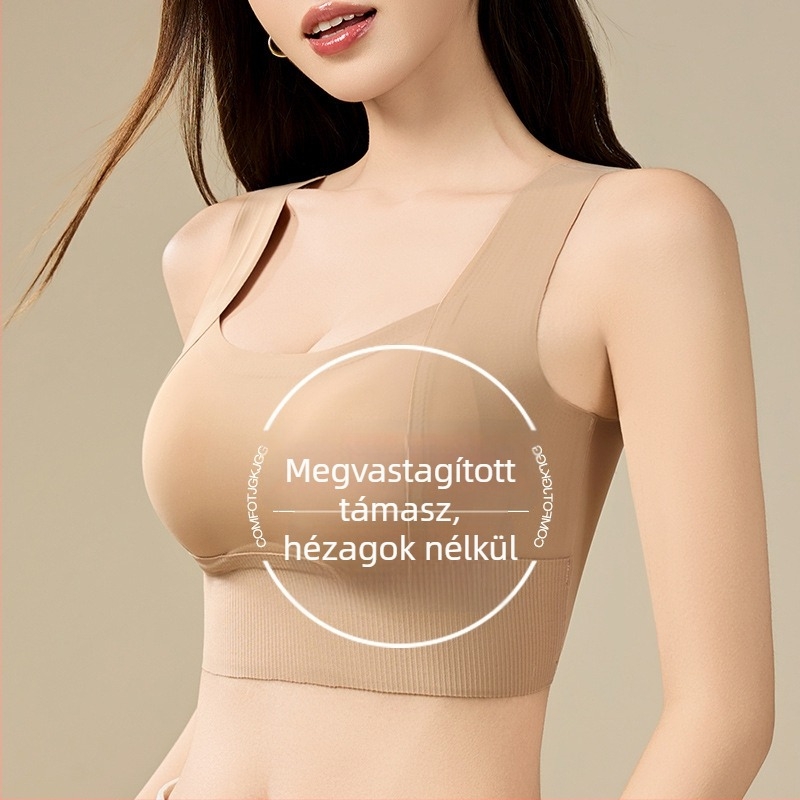 Sima hátat formázó varrás nélküli melltartó, fix kosárkésekkel, pántok nélkül, anti-átlátszóságot védelem, push-up hatás, nyári ice silk alsónemű nőknek