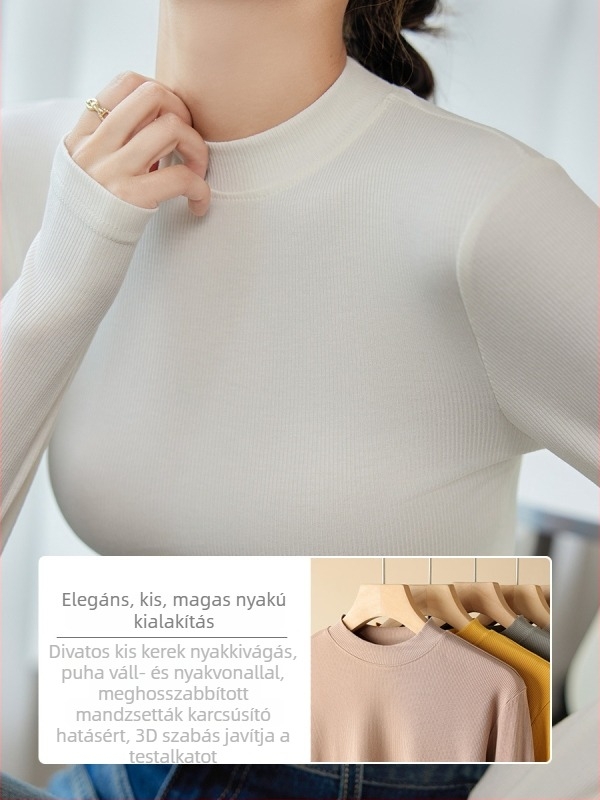 Női modal alapréteg felső, ősz-tél, hosszú ujjú, kerek nyak, karcsú szabás