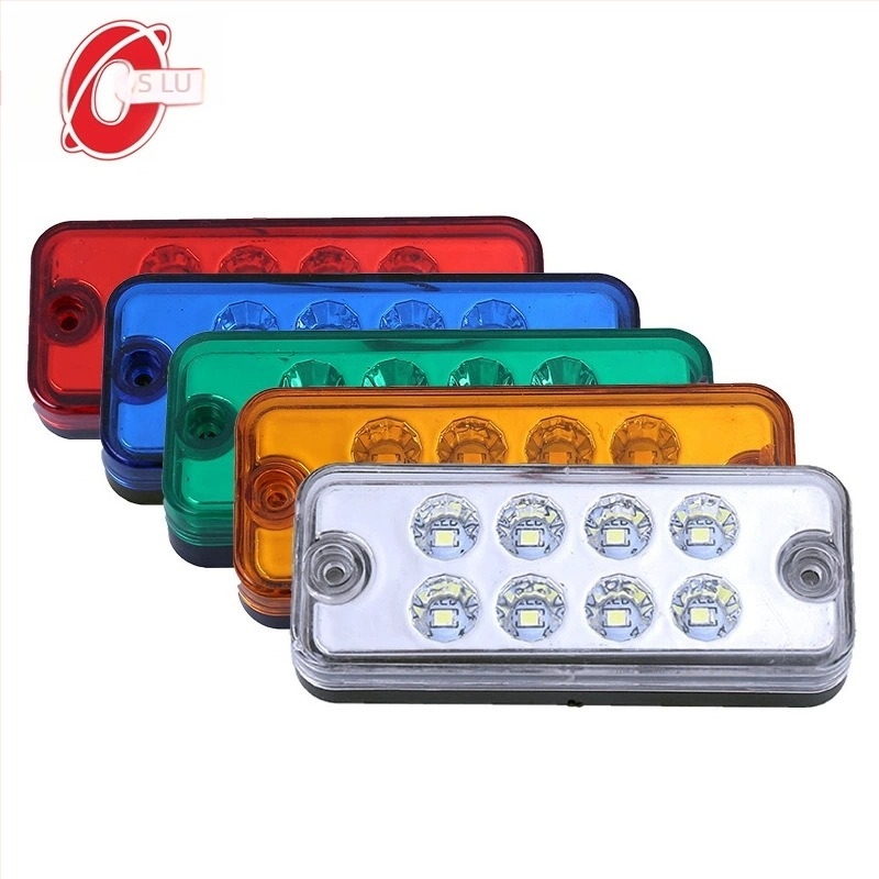 24V-os teherautó oldalsó lámpa, 8 LED, 6000K, 2W LED, műanyag, Double Unicorn, univerzális illeszkedés, élettartam 5000 óra