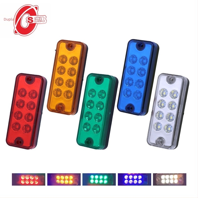 24V-os teherautó oldalsó lámpa, 8 LED, 6000K, 2W LED, műanyag, Double Unicorn, univerzális illeszkedés, élettartam 5000 óra