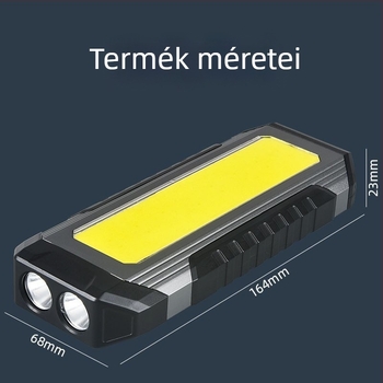 LED munkalámpa autójavításhoz USB töltéssel, mágneses rögzítés, COB LED, többfunkciós zseblámpa