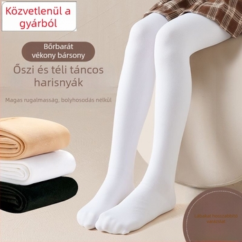 Gyerekeknek szóló tánc harisnyanadrág fleece béléssel, közepesen vastag, fehér
