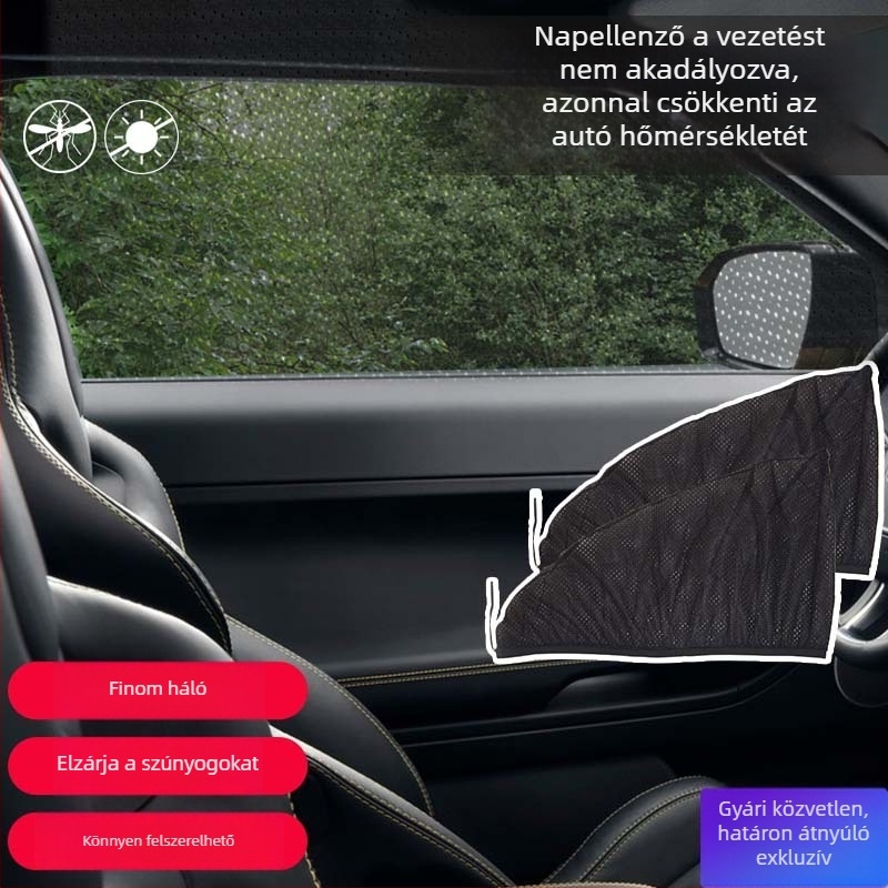 Nyári légáteresztő hálós napvédő autó oldalsó ablakokra – szúnyogvédő háló