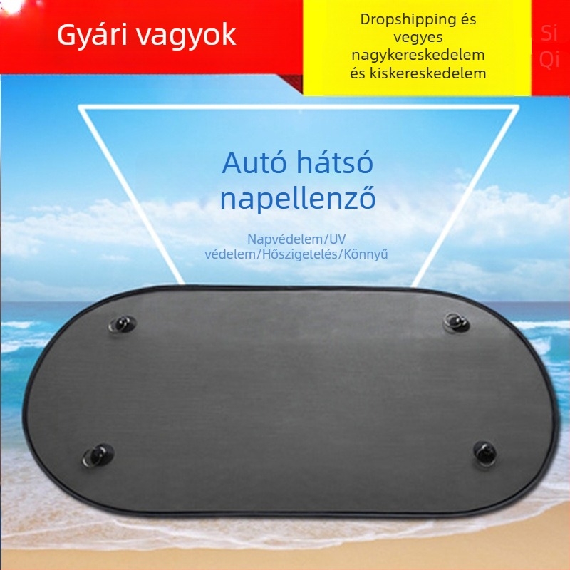 Fekete nylon hálós autóhátsó ablak árnyékoló, szívókorongos rögzítés