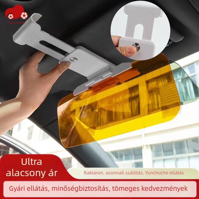 Autó napi–éjszakai anti‑fényvisszaverő tükör, napsugárvédő árnyékoló és szemvédő szemüveg