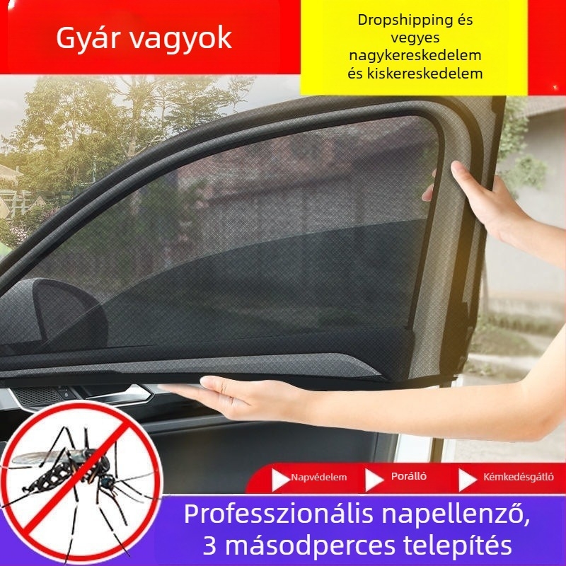 Mágneses autóablak szúnyogháló, rovarvédelem, napvédő és szellőzés