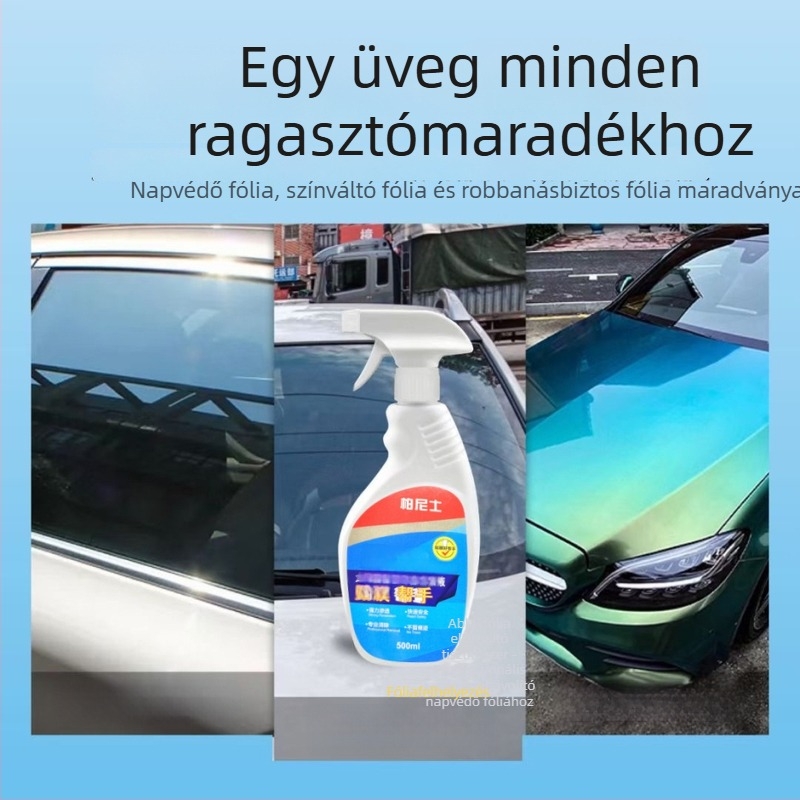 Autóablak fólia ragasztóeltávolító – erőteljes szer a régi fólia ragasztónyomainak eltávolításához a fényezésről