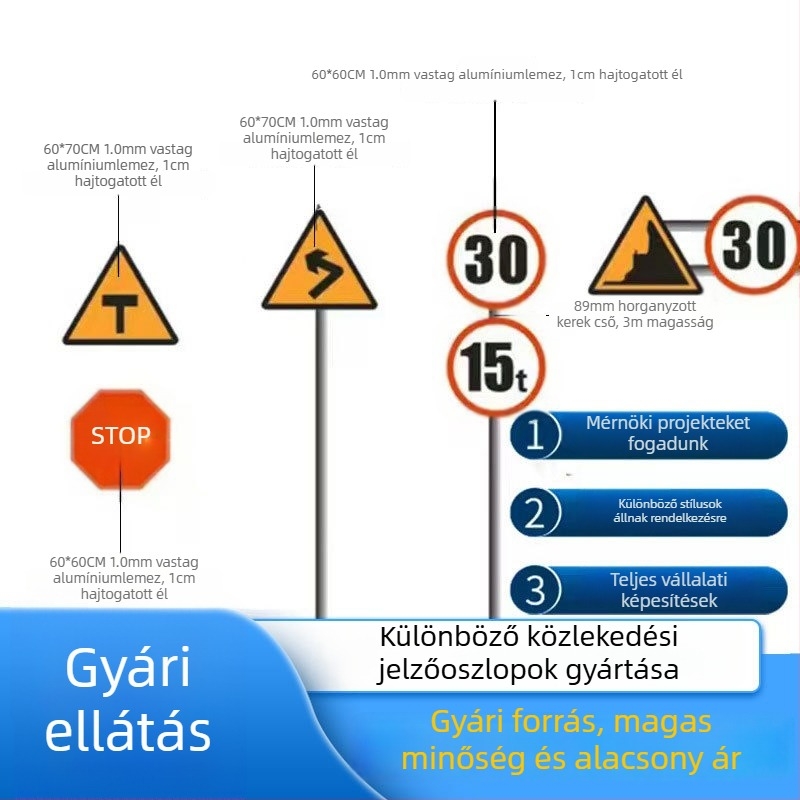 Alumínium autópálya jelzőtábla egyoszlopos konzolos tartóval