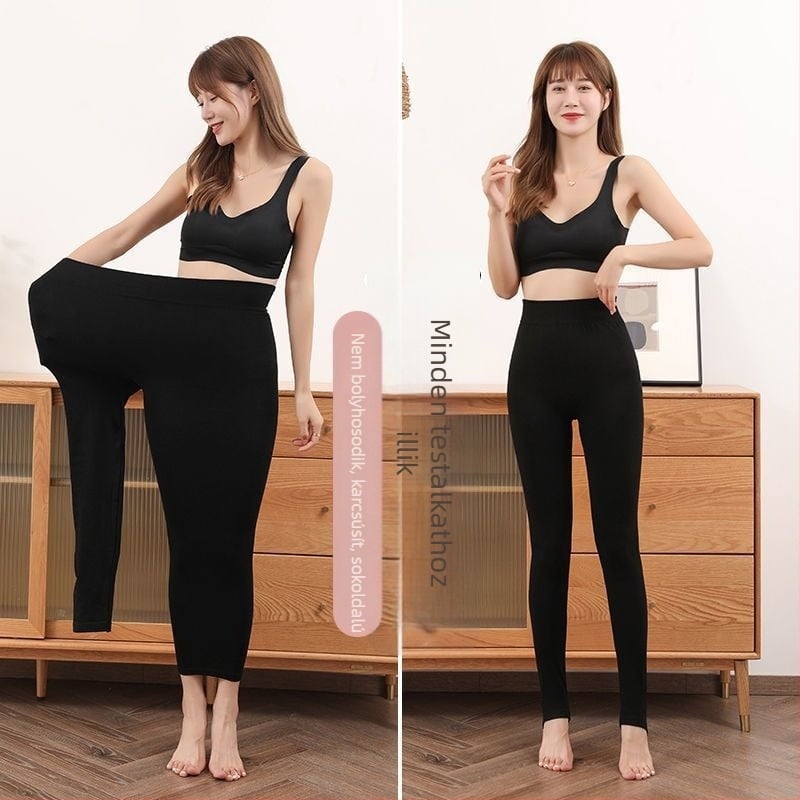 Fleecével bélelt, vastag és meleg leggings, varrásmentes kivitelben, plusz méret, 9/10 hossz, tavasz–ősz–téli viselet nőknek