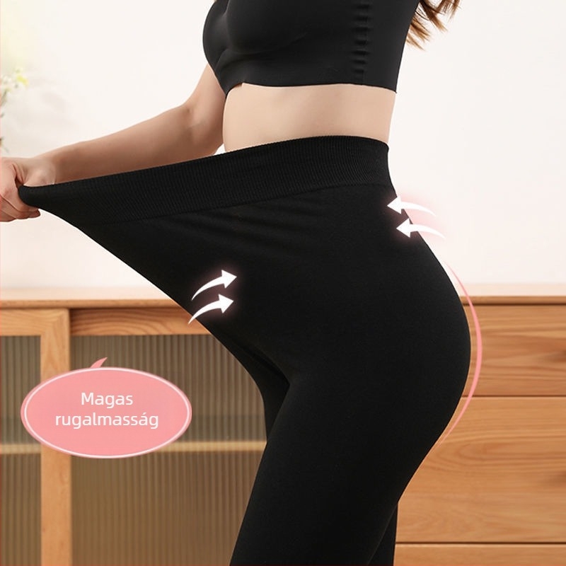 Fleecével bélelt, vastag és meleg leggings, varrásmentes kivitelben, plusz méret, 9/10 hossz, tavasz–ősz–téli viselet nőknek