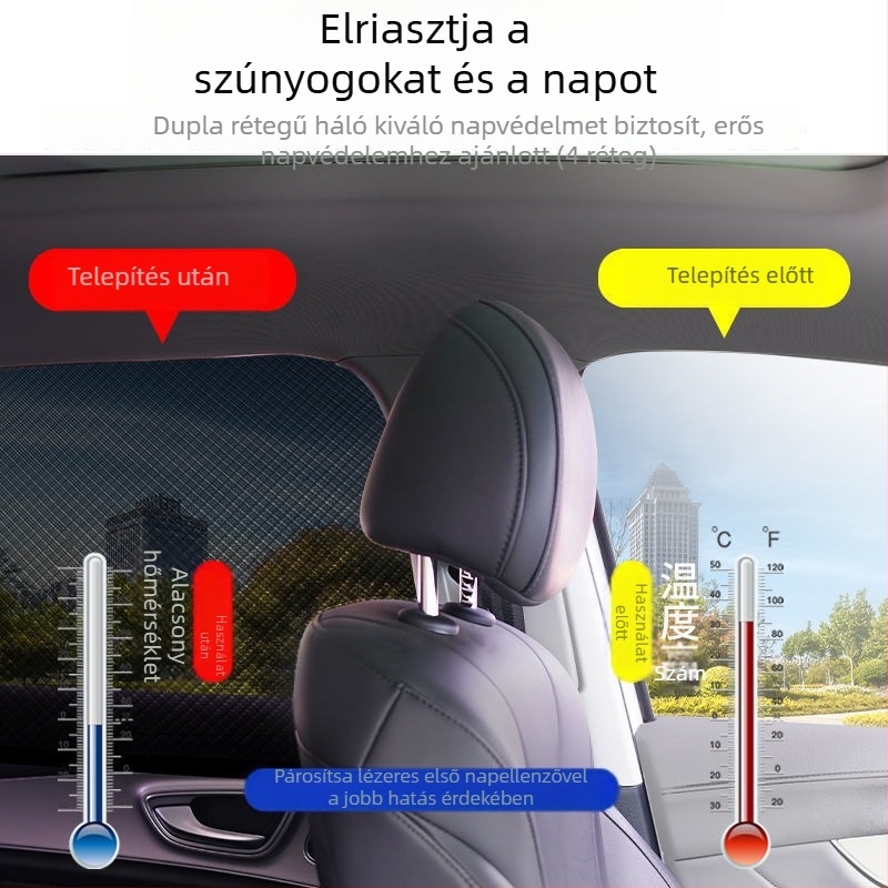 Autóablakhoz készült szellőző szúnyogháló – UV védelem, hőszigetelés és fényblokkolás