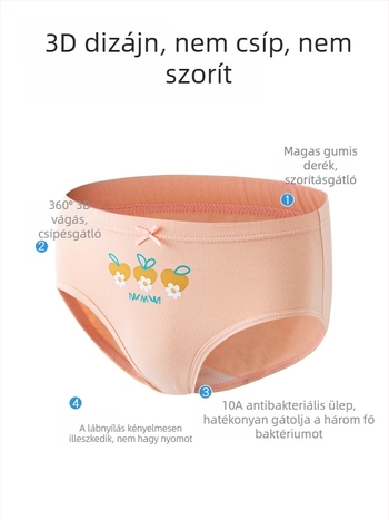 Lányoknak készült antibakteriális, 100% pamutból készült alsónemű nyárra, középmagas derekú, A osztály