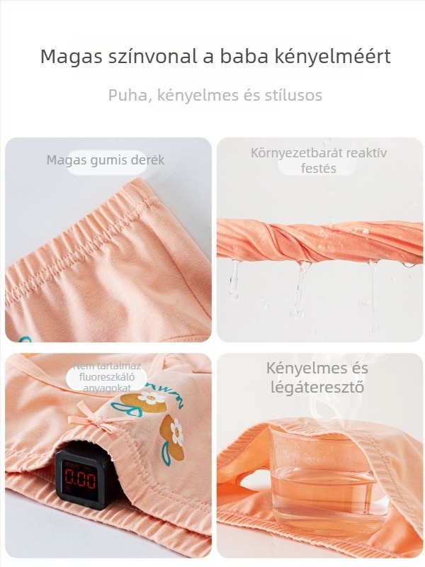 Lányoknak készült antibakteriális, 100% pamutból készült alsónemű nyárra, középmagas derekú, A osztály