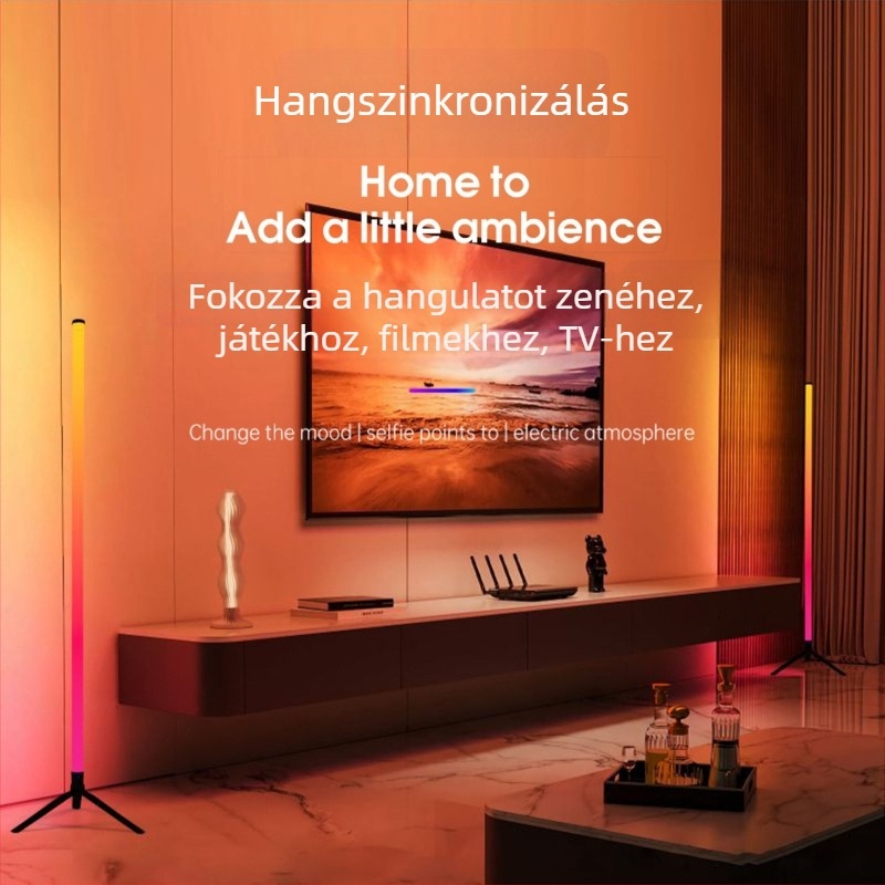 RGB atmoszférikus álló- és asztali lámpa Bluetooth-távirányítóval, modern minimalist design, livestream háttervilágítás