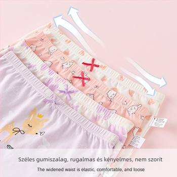 Gyerekeknek készített 100% pamut alsónemű, A-típusú pamut, 6–12 éves lányoknak, nyári vékony boxeralsó, nem szorít