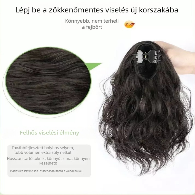 Magas lófarú paróka klipszes rögzítéssel, vízhullám textúra