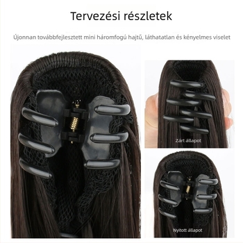 Paróka ponytail klipezve, enyhén hullámos, hosszú göndör haj, magas copf, nagy hullámok
