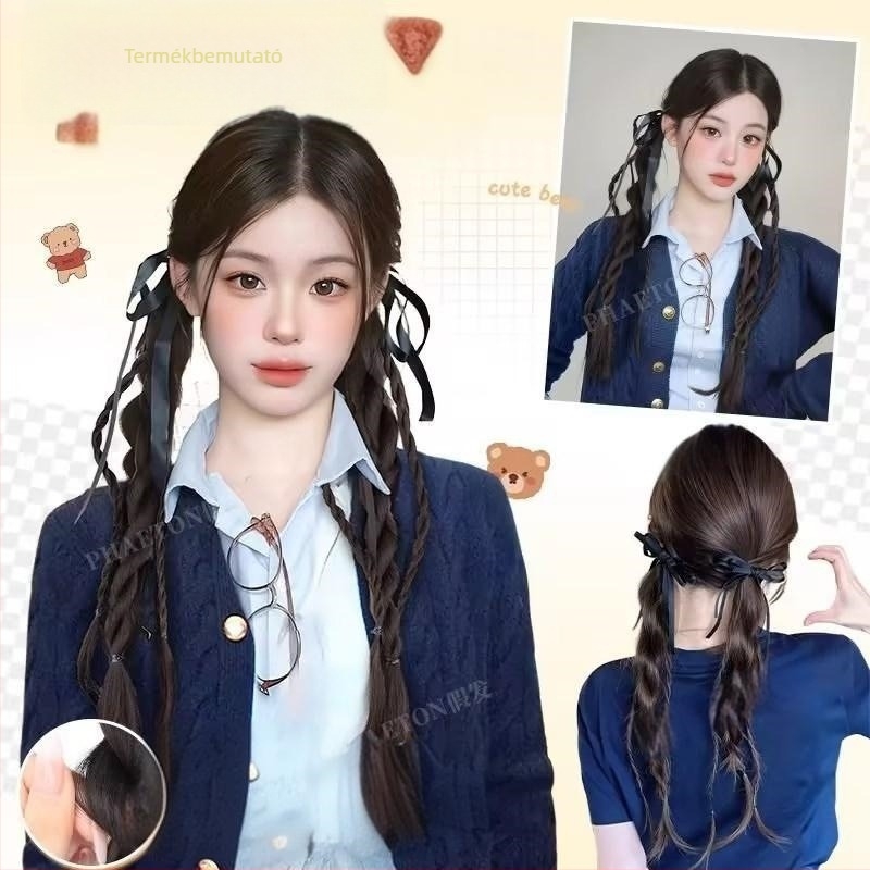 Ponytail paróka csavart copfokkal, modell 9081, hőálló szálak, nőknek