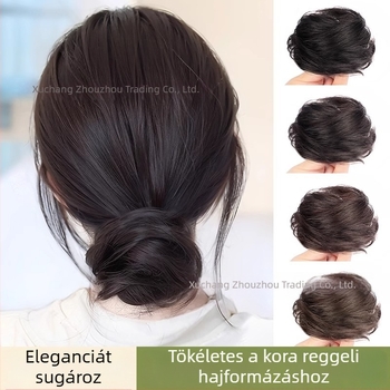 Valódi emberi hajból készült kontygyűrű nőknek, természetes, dús konty készítő