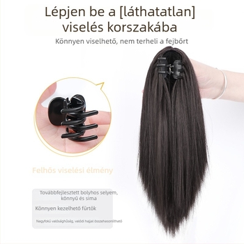 Egyenes műszálas paróka copfos rögzítő klippel, 30 cm, alkalmas alacsony copfhoz
