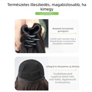 Egyenes műszálas paróka copfos rögzítő klippel, 30 cm, alkalmas alacsony copfhoz