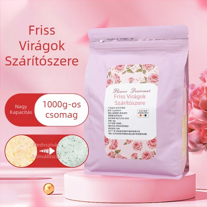 1 kg színt váltó szilikagél szárító virágokhoz, kamillával és rózsával, DIY példányok készítéséhez
