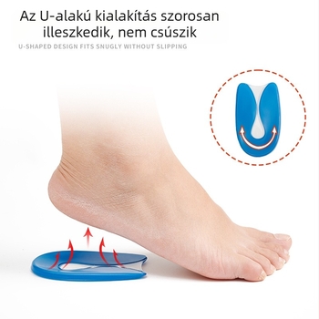 U-alakú sarokvédő talpbetét, uniszex, vastag, puha, kopásálló, ütéscsillapító talpbetét magas sarkúhoz, kényelmes félméretre állítható