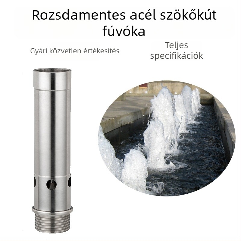 304 rozsdamentes acél – buborékoló szökőkútfej kültéri vízjellemzőkhöz, köves kert tájkép, egyfejű fej