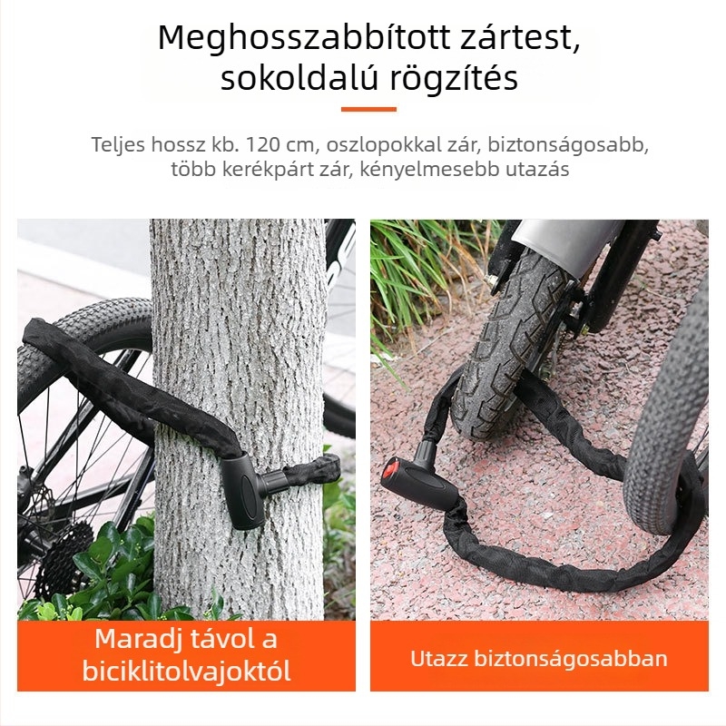 Acélkábel zár hegyi kerékpárokhoz, elektromos kerékpárokhoz és motorkerékpárokhoz