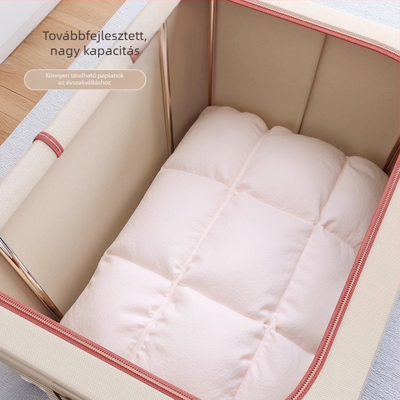 Összecsukható textil tároló doboz, 50–60 L, nagy kapacitású, hálószobai ruhatartó