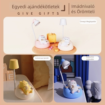Alvó macska éjjeli lámpa tejhabosítóval, újratölthető, testreszabható