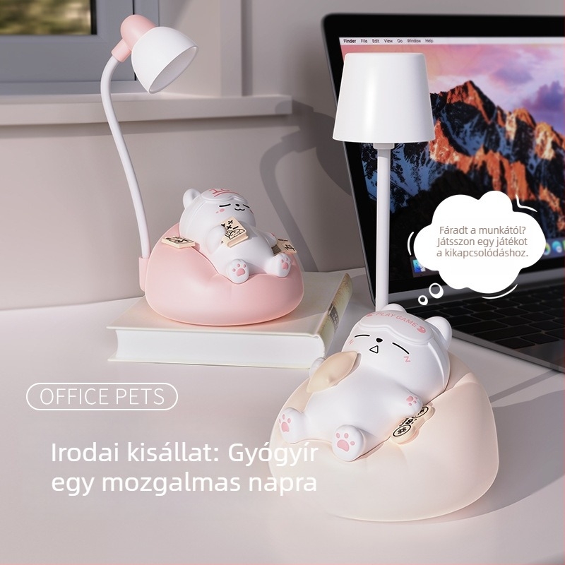 Alvó macska éjjeli lámpa tejhabosítóval, újratölthető, testreszabható