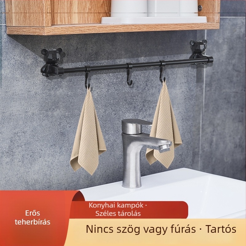 Rozsdamentes acél falra szerelhető papucs- és törölközőtartó, multifunkcionális fürdőszobai rúd