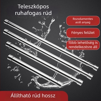 Sotegu rozsdamentes acél teleszkópos ruharúd gardróbhoz, megerősített, állítható, visszahúzható