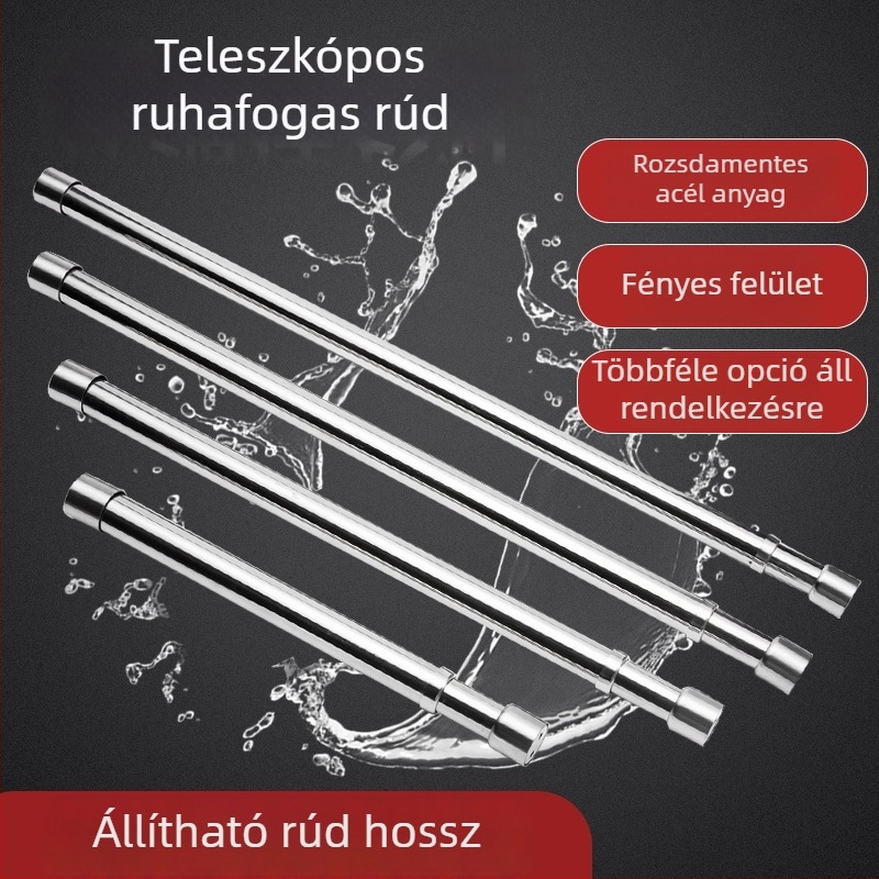 Rozsdamentes acél teleszkópos ruhaszekrény rúd, állítható és megerősített