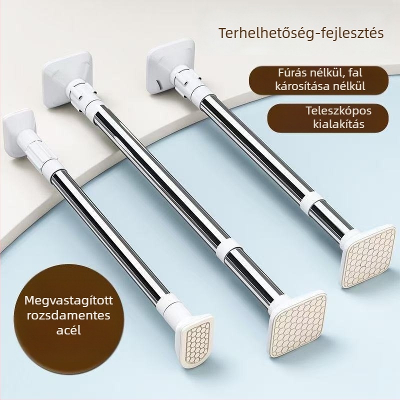 Rozsdamentes acélból készült, kihúzható ablakhoz rögzíthető ruhaszárító rúd, falra szerelhető polc
